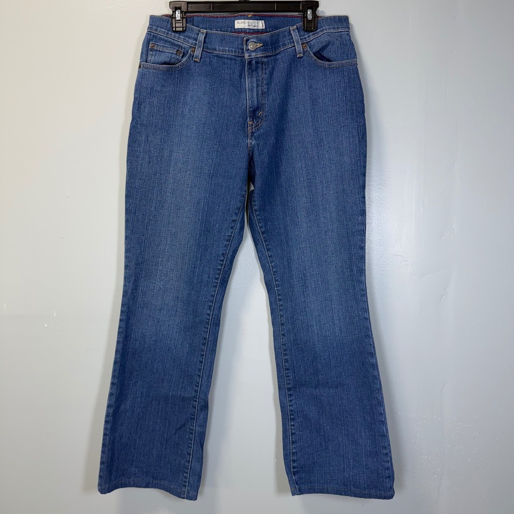 Levis 550 Relaxed Boot Cut Jeans Womens 12 Medium Blue Denim Mid Rise Stretch